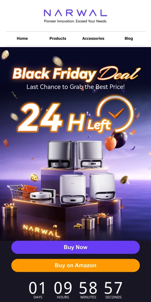 Email from Narwal. ⏳Hurry! 24 Hours Left to Save Big!