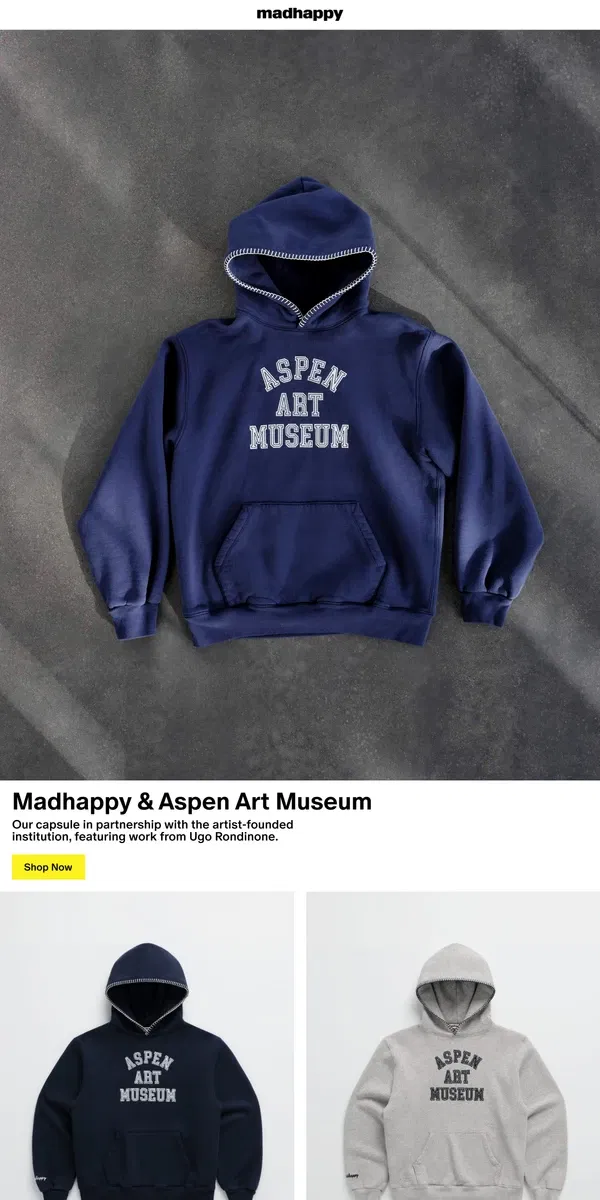 Email from Madhappy. Madhappy & Aspen Art Museum ❄️