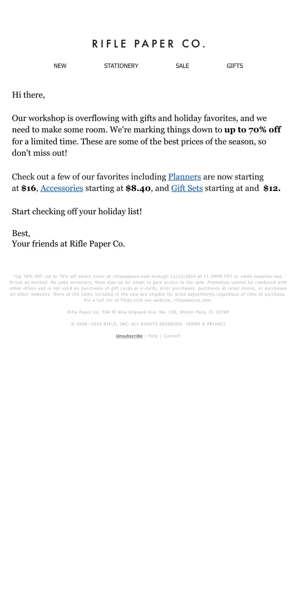 Email from Rifle Paper Co.. Gift Picks are on ✨ Sale ✨