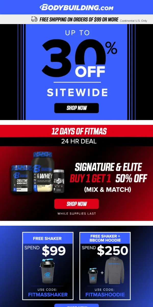 Email from Bodybuilding.com. 🎉 TODAY ONLY: Buy One, Get One 50% Off Signature & Elite