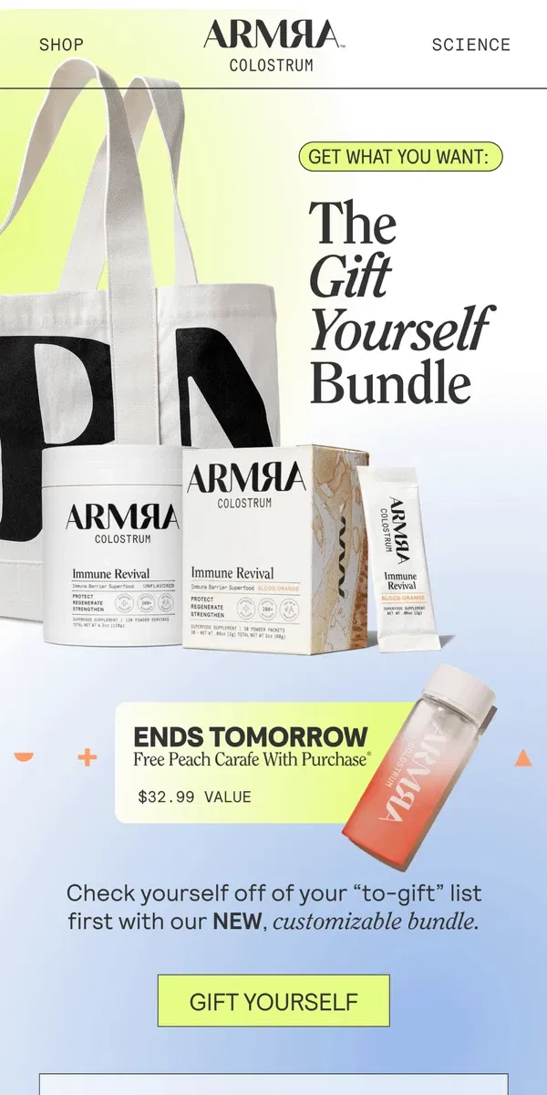 Email from ARMRA Colostrum. Have You Heard About Our New Bundle?