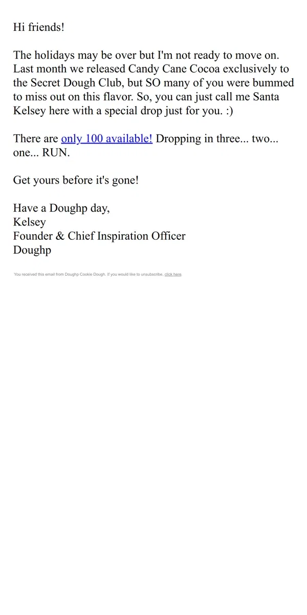 Email from Doughp. First 100 lucky people...