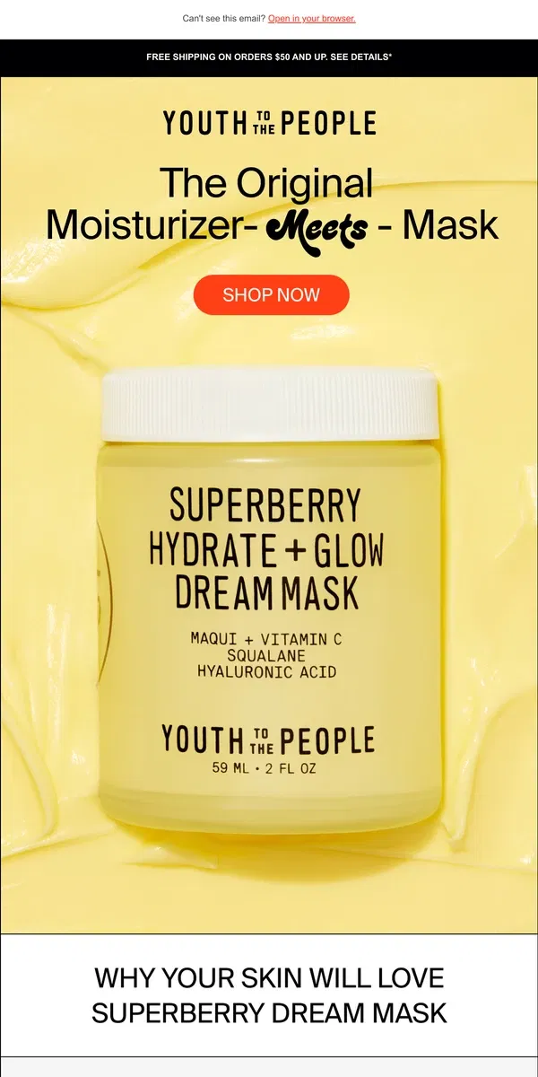 Email from Youth To The People. Your Skin's Dream Come True!