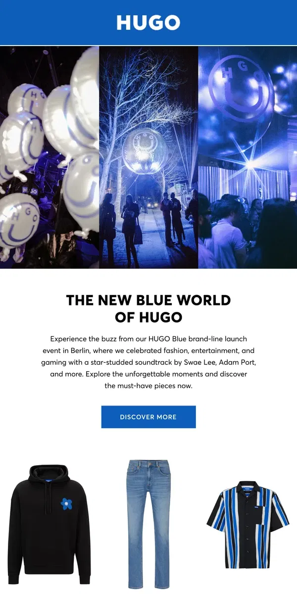 Email from HUGO BOSS. Dive into the New HUGO Blue