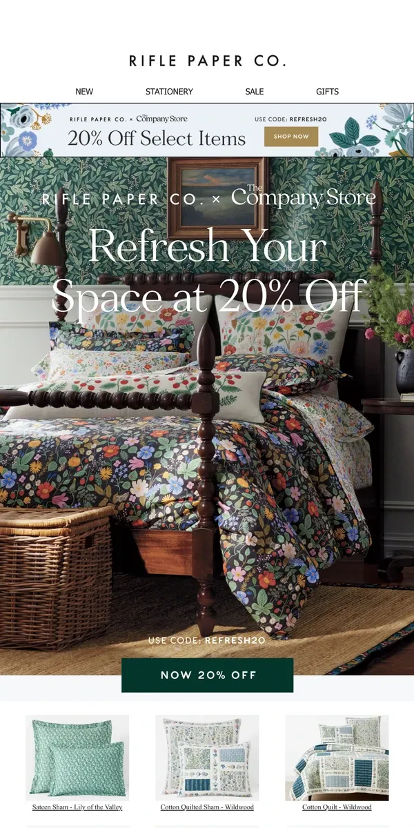 Email from Rifle Paper Co.. Select Bedding is on Sale ✨