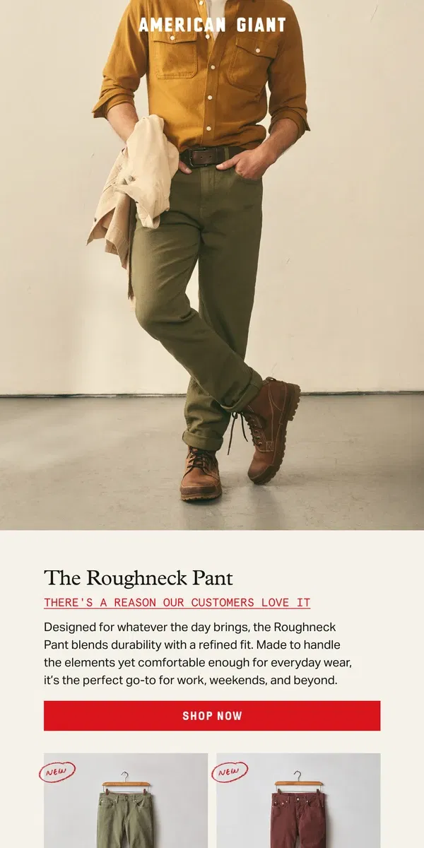 Email from American Giant. Our Customer Loved Canvas Pant