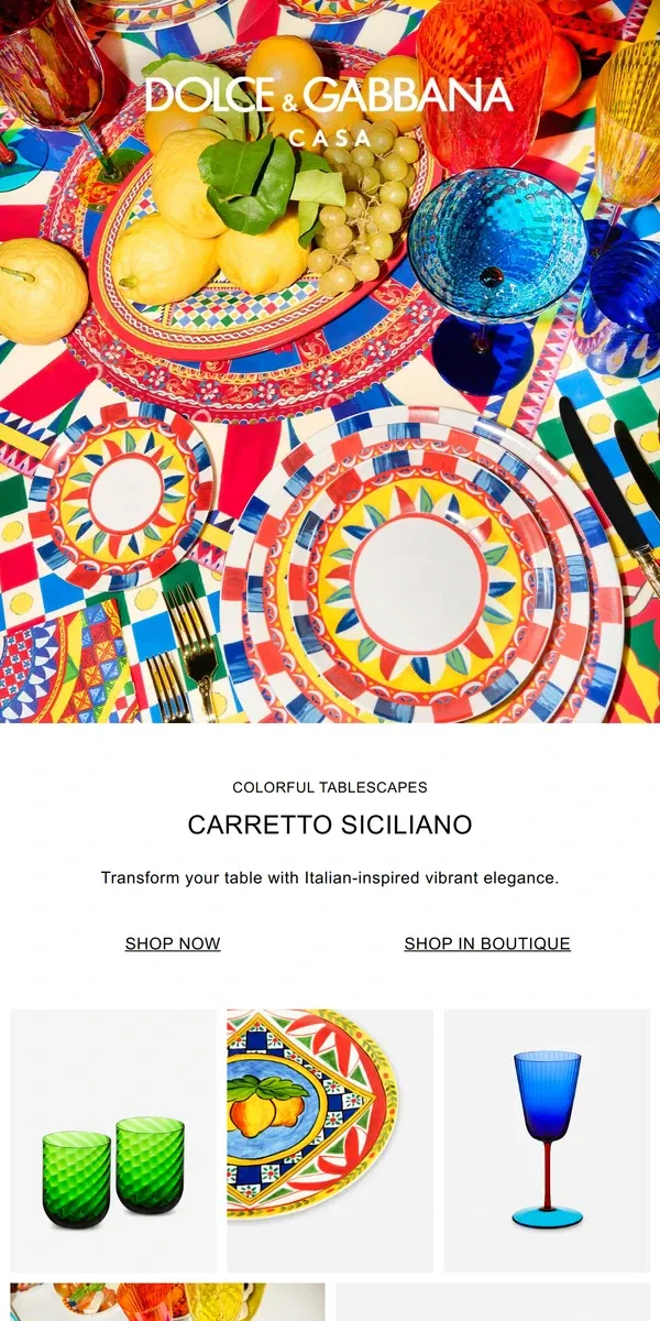 Email from Dolce & Gabbana. Elevated table experience