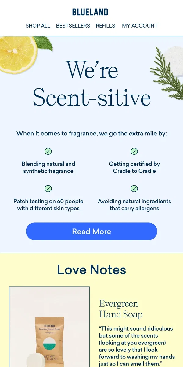 Email from Blueland. Scent with love