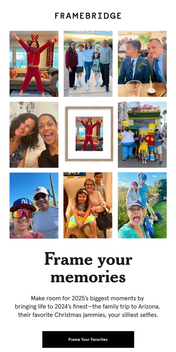 Email from Framebridge. Frame your favorite memories