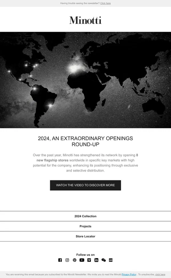 Email from MINOTTI. 2024, AN EXTRAORDINARY OPENINGS ROUND-UP