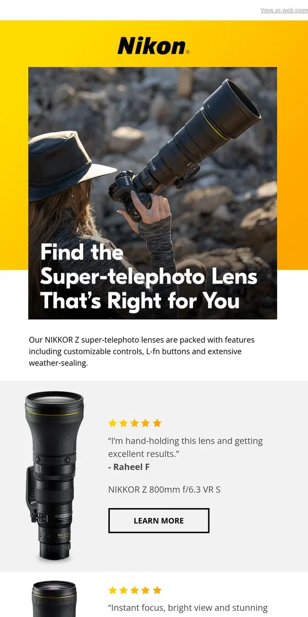 Email from Nikon. Need Some Extra Reach?