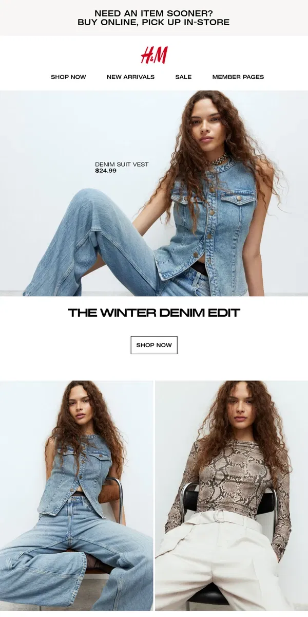 Email from H&M. The winter denim edit