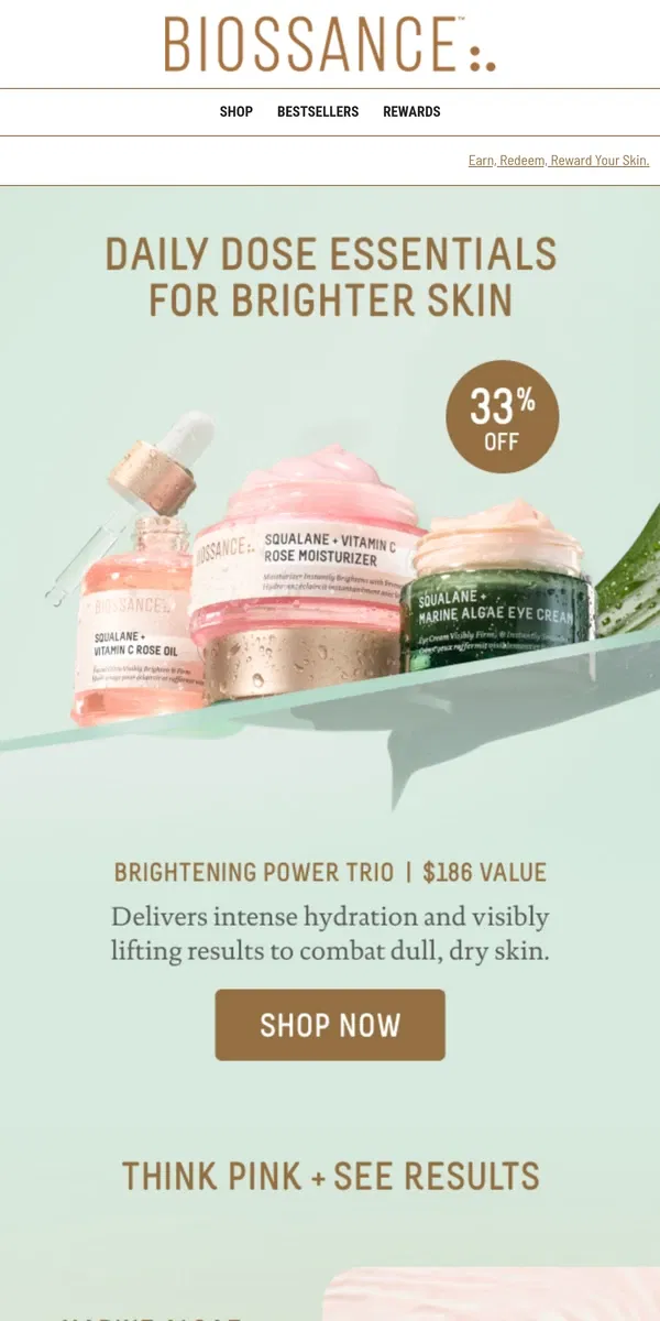 Email from Biossance. Your daily dose for brighter skin