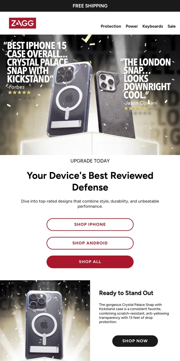 Email from ZAGG. The #1 iPhone accessory with RAVE REVIEWS is...