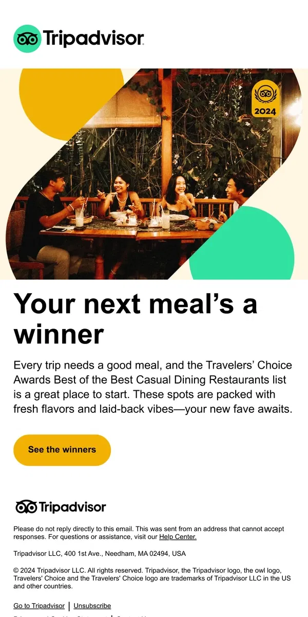 Email from Tripadvisor. Winning meals await at these restaurants