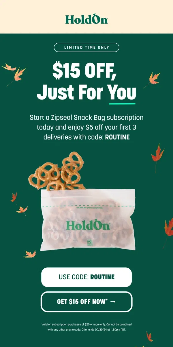 Email from HoldOn. $15 Off, Just For You name@example.com