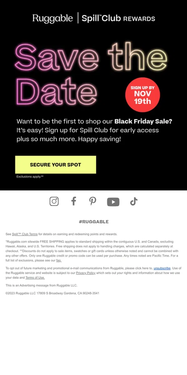 Email from Ruggable. Want Early Access to Black Friday?