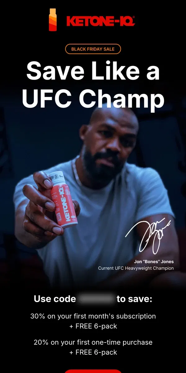 Email from Ketone-IQ. Jon Jones x Ketone-IQ