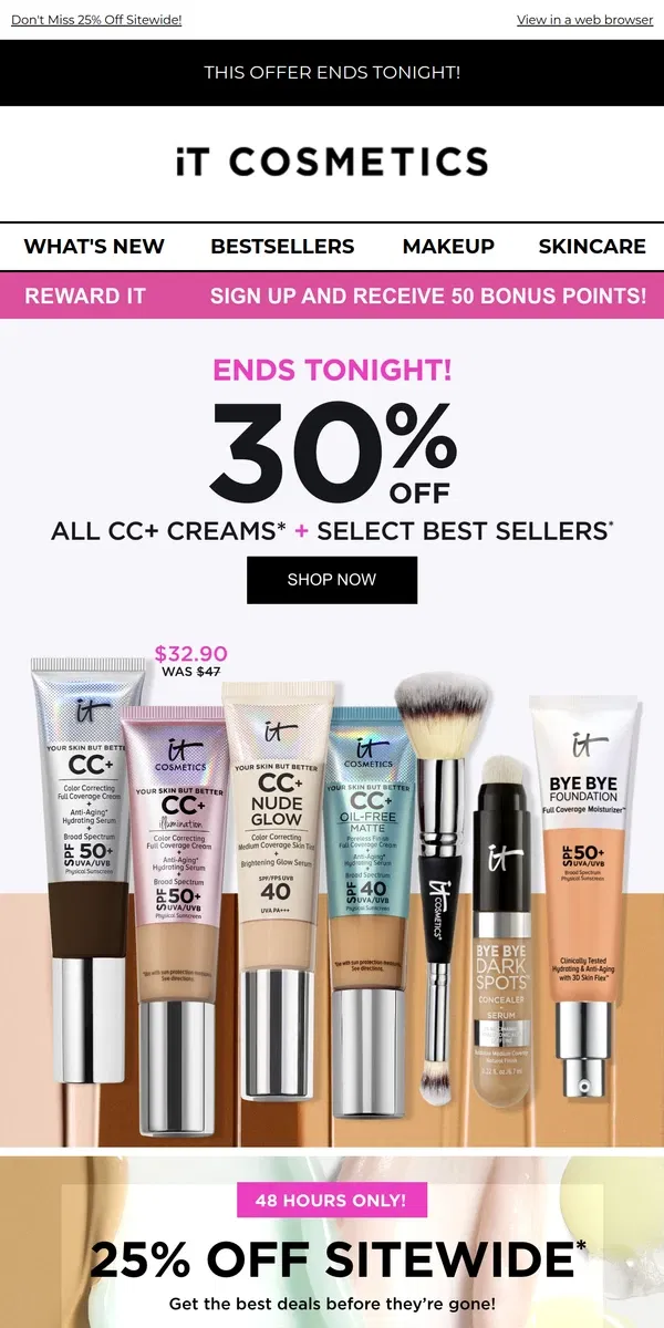 Email from IT Cosmetics. ⏰ ALL OFFERS END TONIGHT!