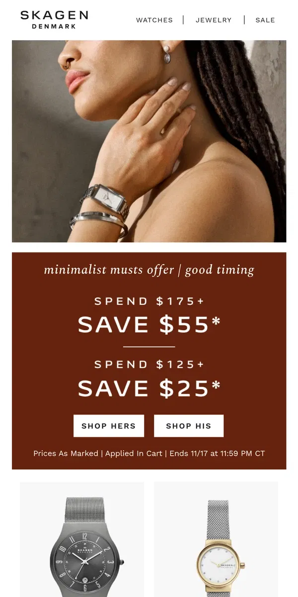 Email from Skagen. find your minimalist must have.