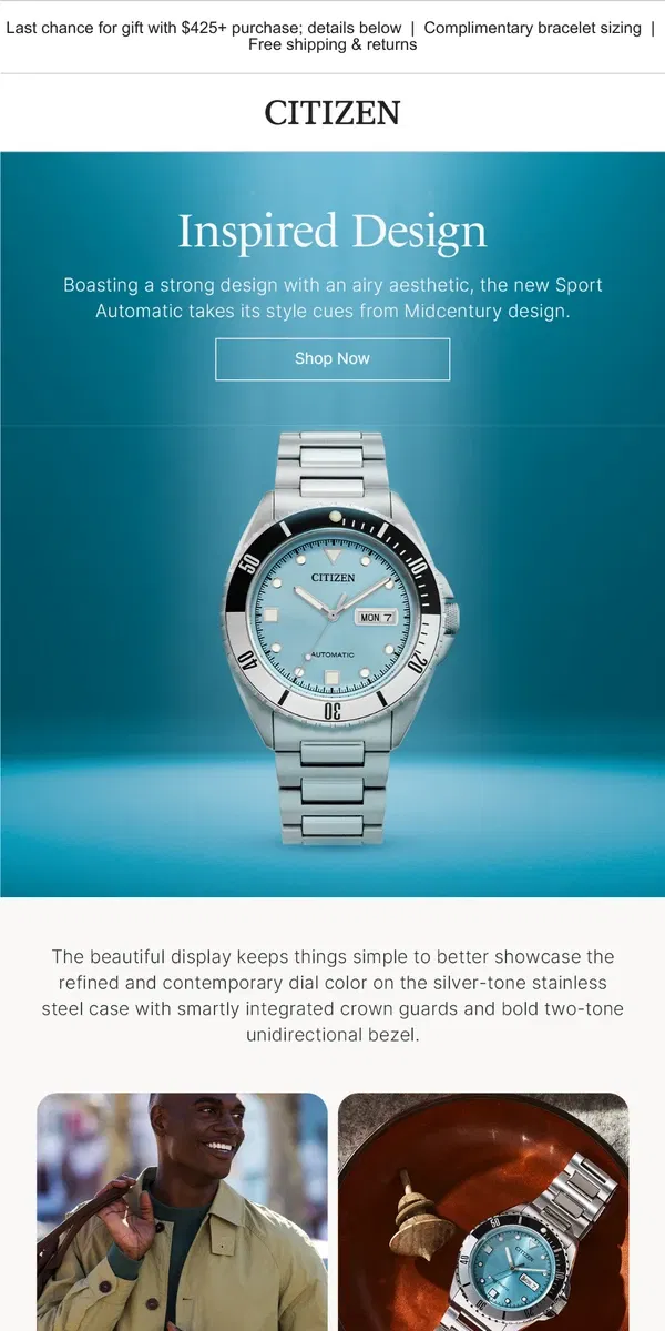 Email from Citizen Watch. The Stunning New Sport Automatic Has Arrived.