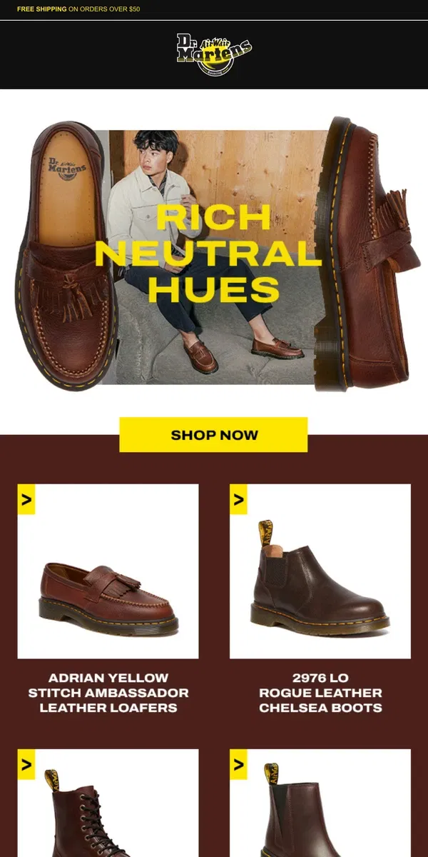 Email from Dr. Martens. Deep hues. Rich textures.