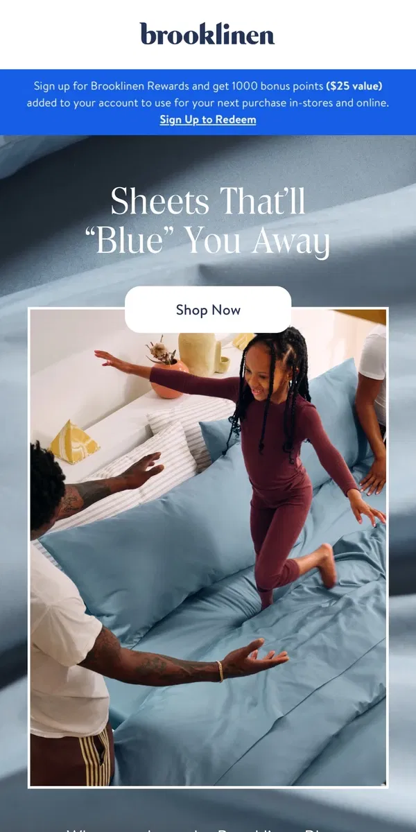 Email from Brooklinen. New in Our Favorite Hue