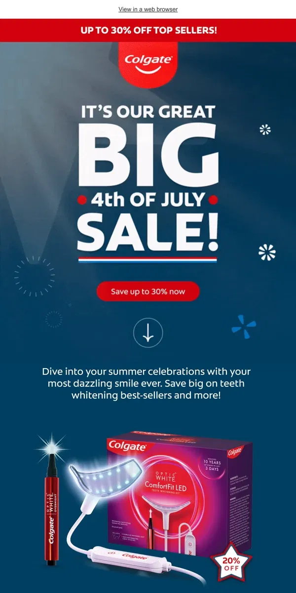 Email from Colgate. ✨Our 4th of July sale starts now!✨