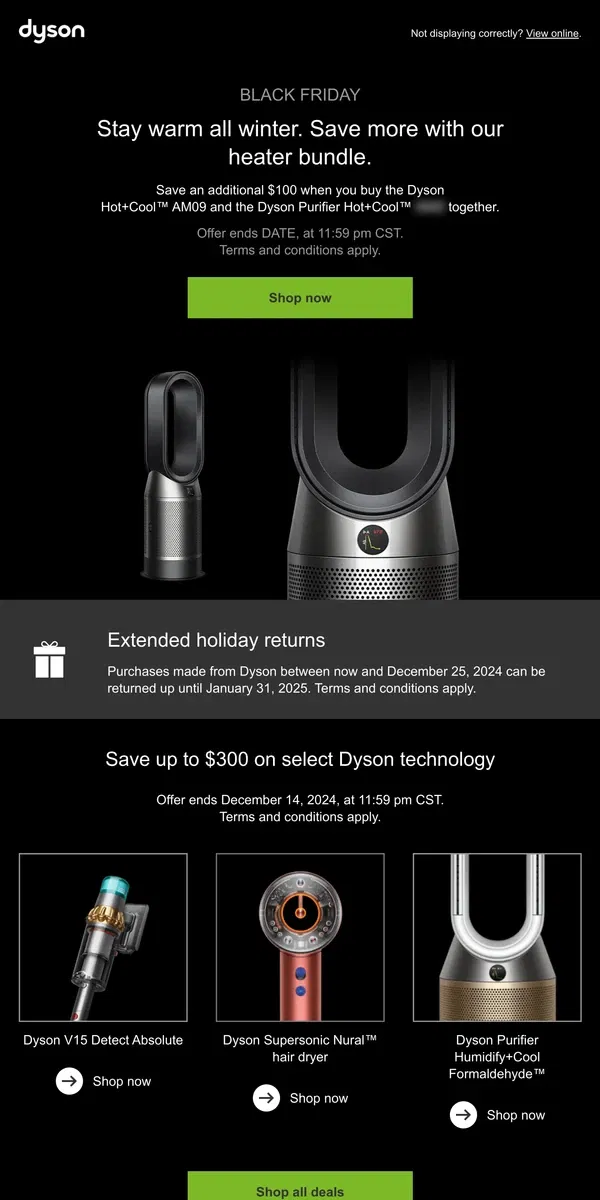 Email from Dyson. Limited time offer. Bundle and save.