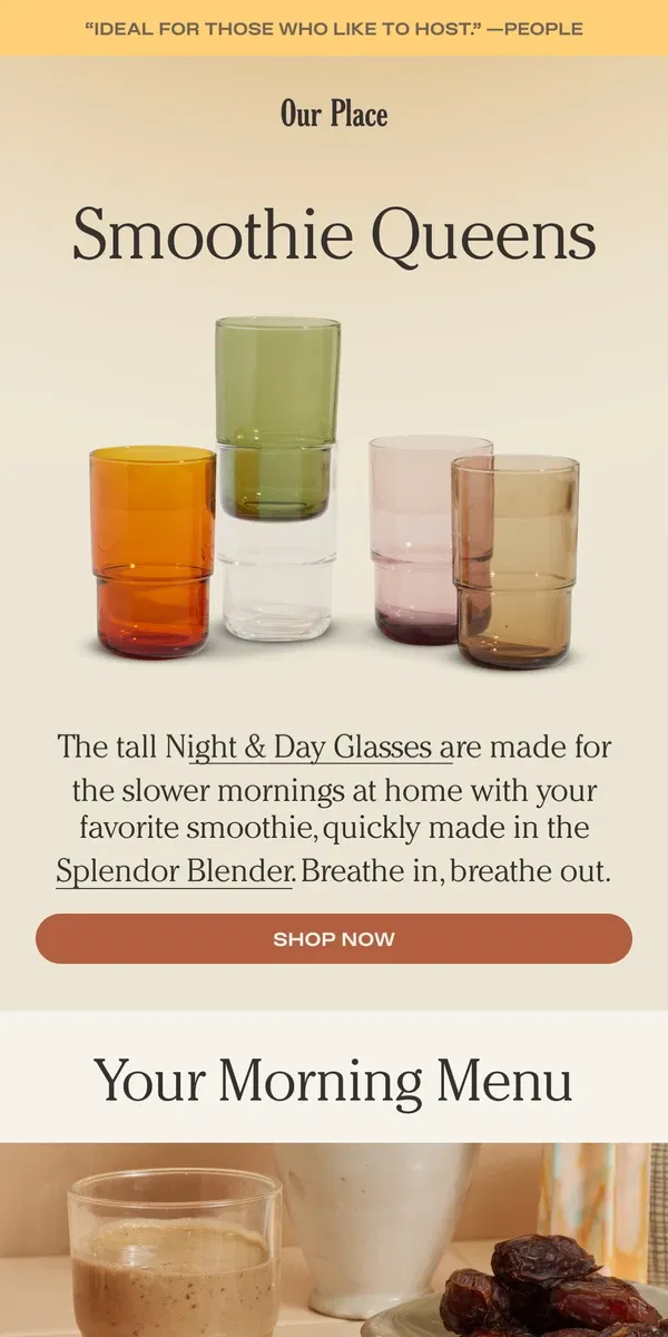 Email from Our Place. A simple tip for better smoothies