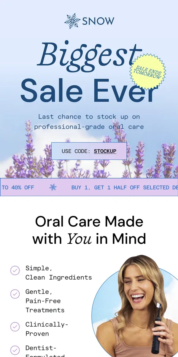 Email from Snow Teeth Whitening. Our Biggest Sale Ever!