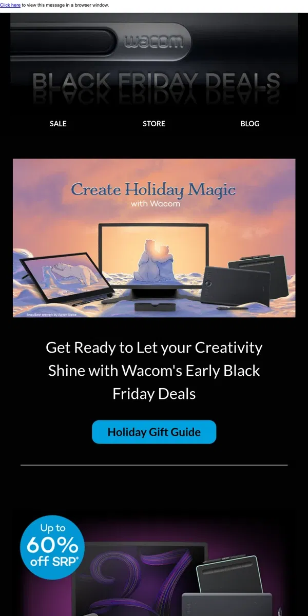 Email from Wacom. Wacom's Early Black Friday Sale Starts Today