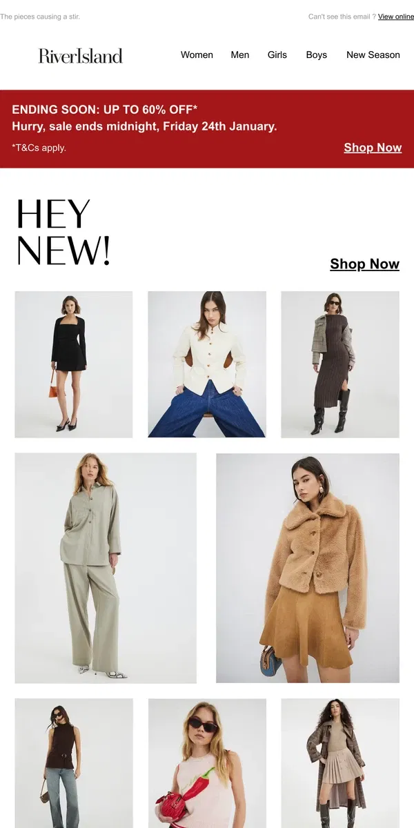 Email from River Island. New arrivals just landed 💫