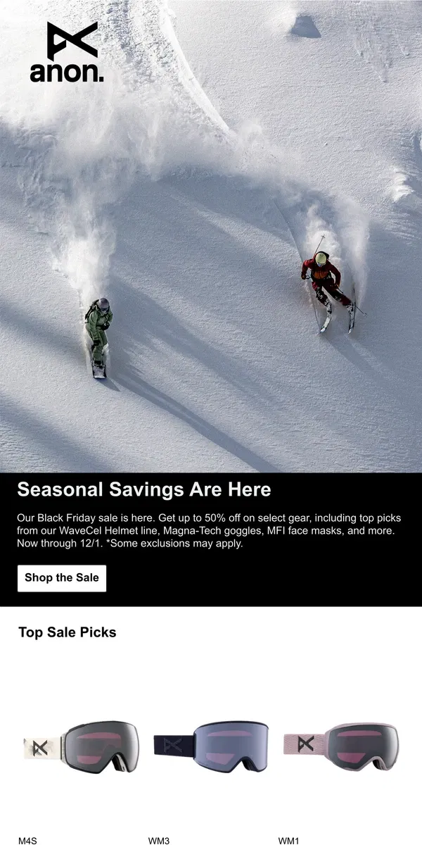 Email from Burton. Starting Now: Up to 50% Off