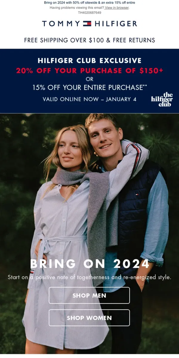 Email from Tommy Hilfiger. New Year, New Style Goals