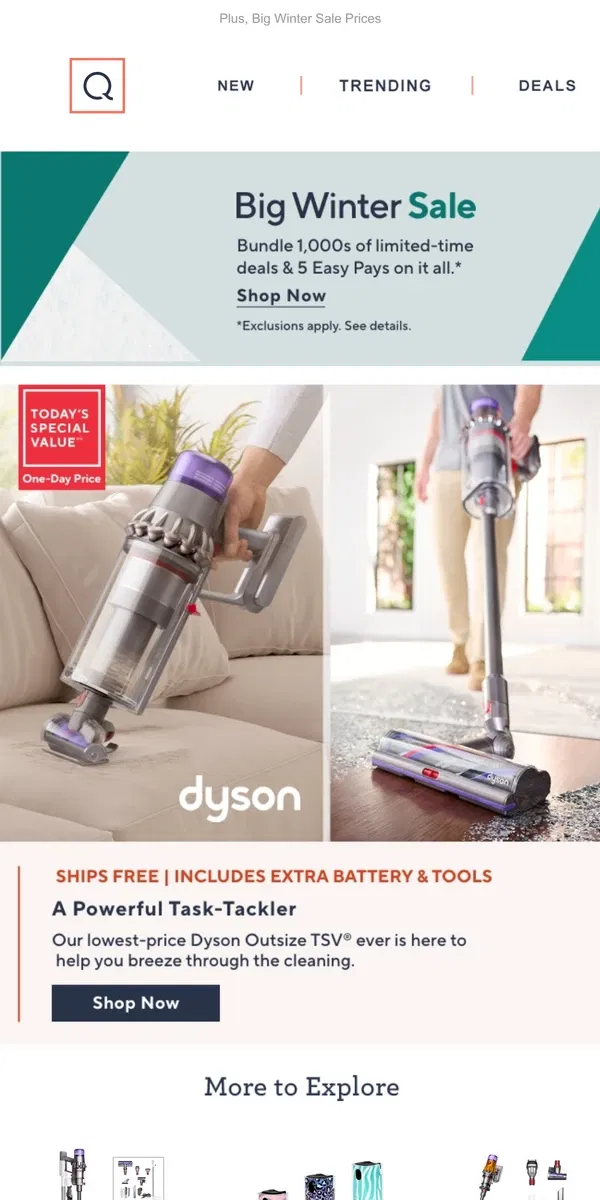 Email from QVC. Lowest Price! Dyson Outsize Vacuum