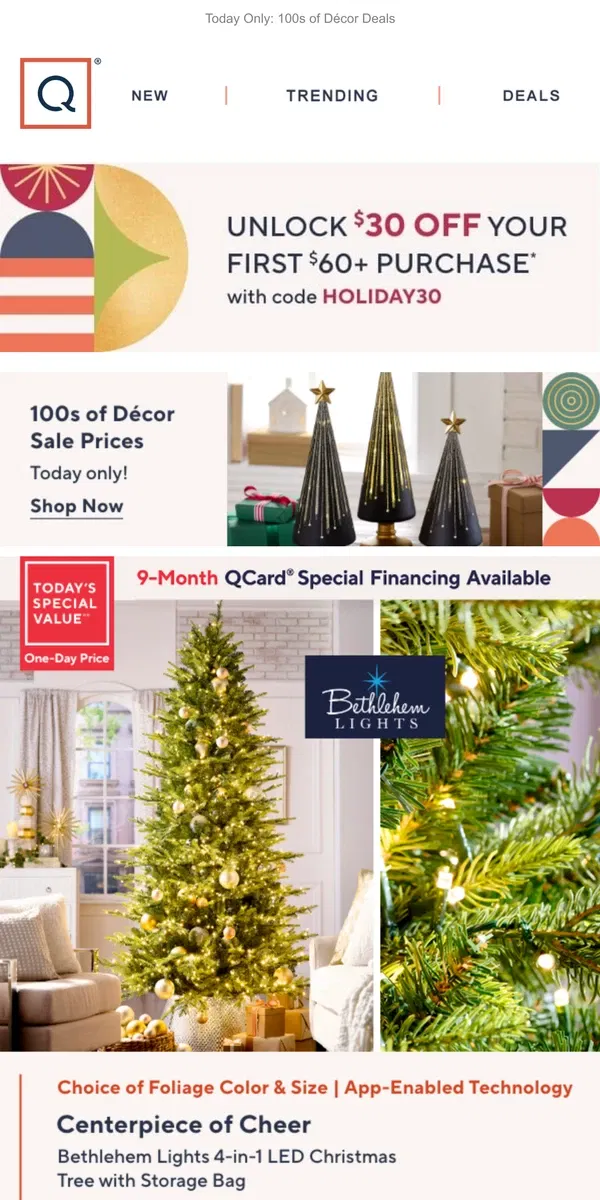 Email from QVC. Bethlehem Lights TSV® + Get $30 Off