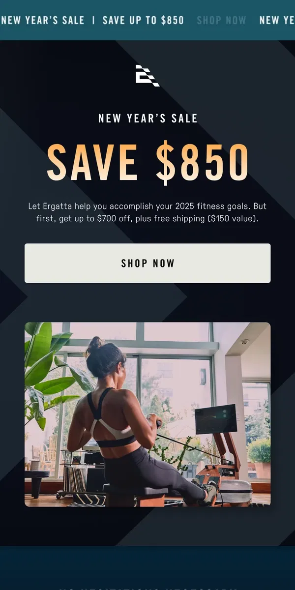 Email from Ergatta. Reminder: $850 savings ends soon!