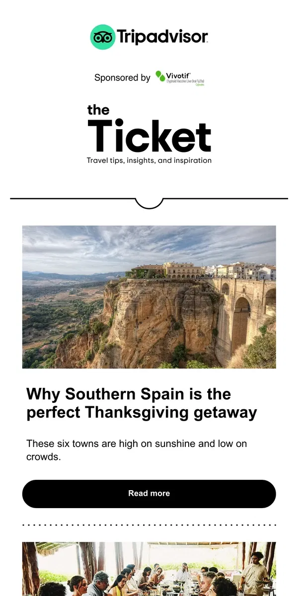 Email from Tripadvisor. Hear us out: Thanksgiving in Europe