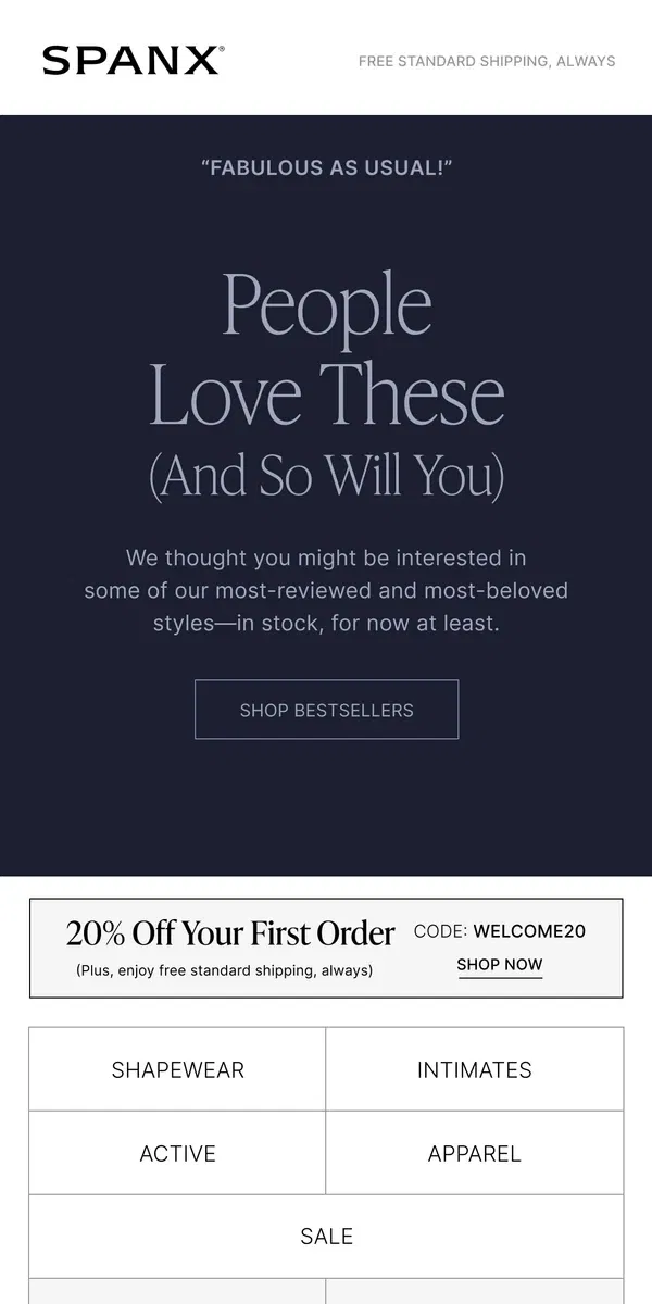 Email from SPANX. Styles Getting Lots of Love