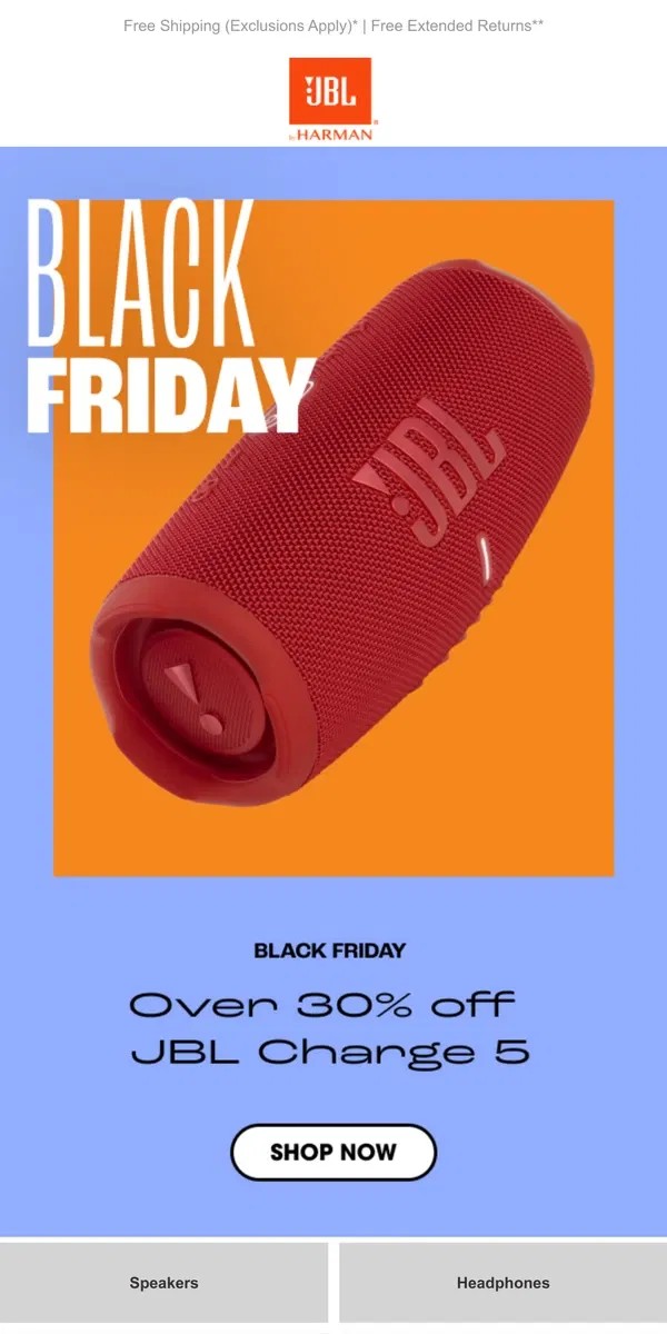 Email from JBL. 😲 Up to 70% Off – Shop Black Friday Deals NOW!