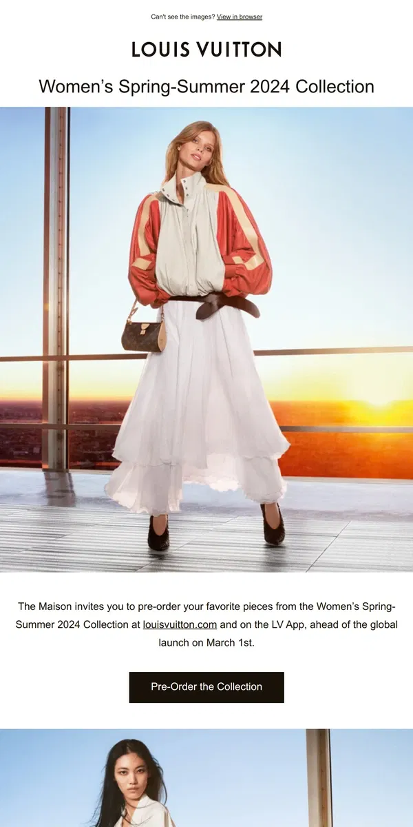 Email from Louis Vuitton. Pre-Order: Women’s Spring-Summer 2024