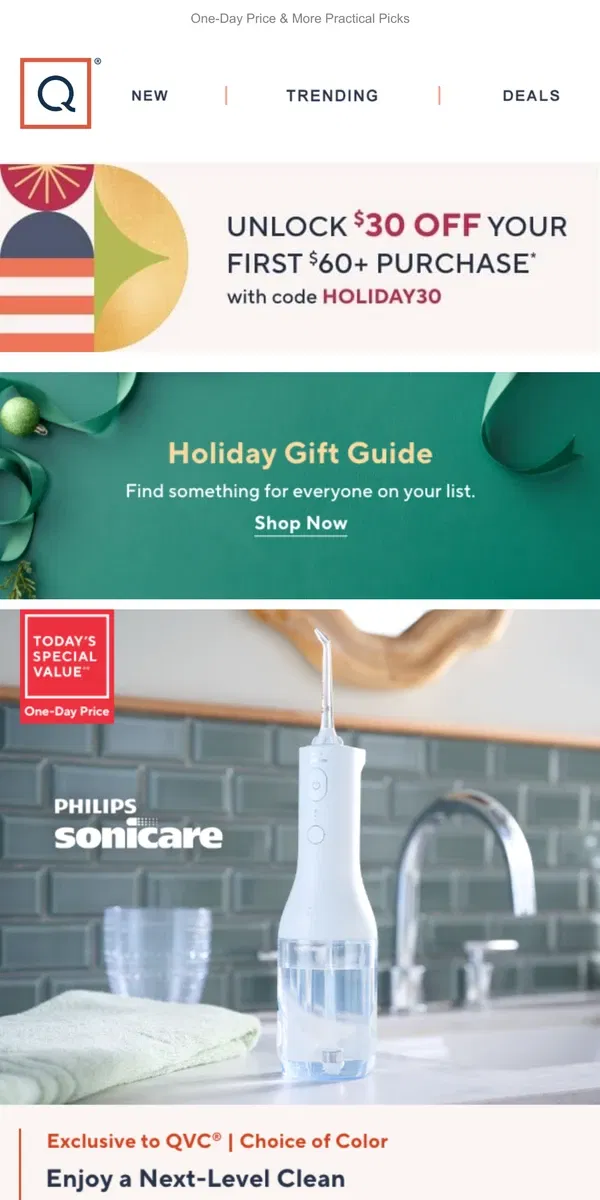 Email from QVC. Philips Sonicare Cordless Flosser