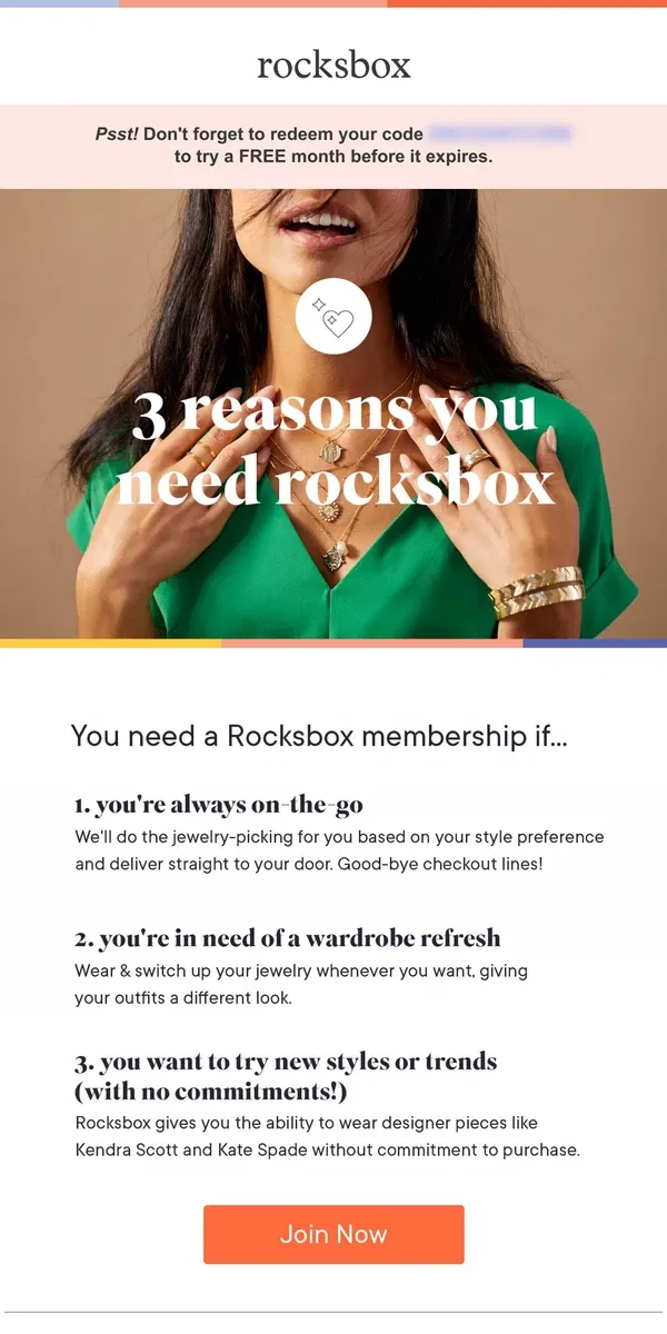 Email from Rocksbox. ✨Just 3 simple reasons