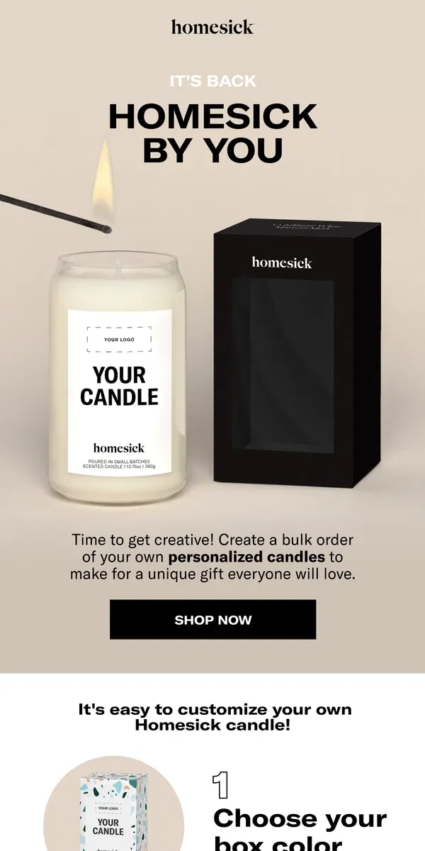 Email from Homesick Candles. Personalize it!