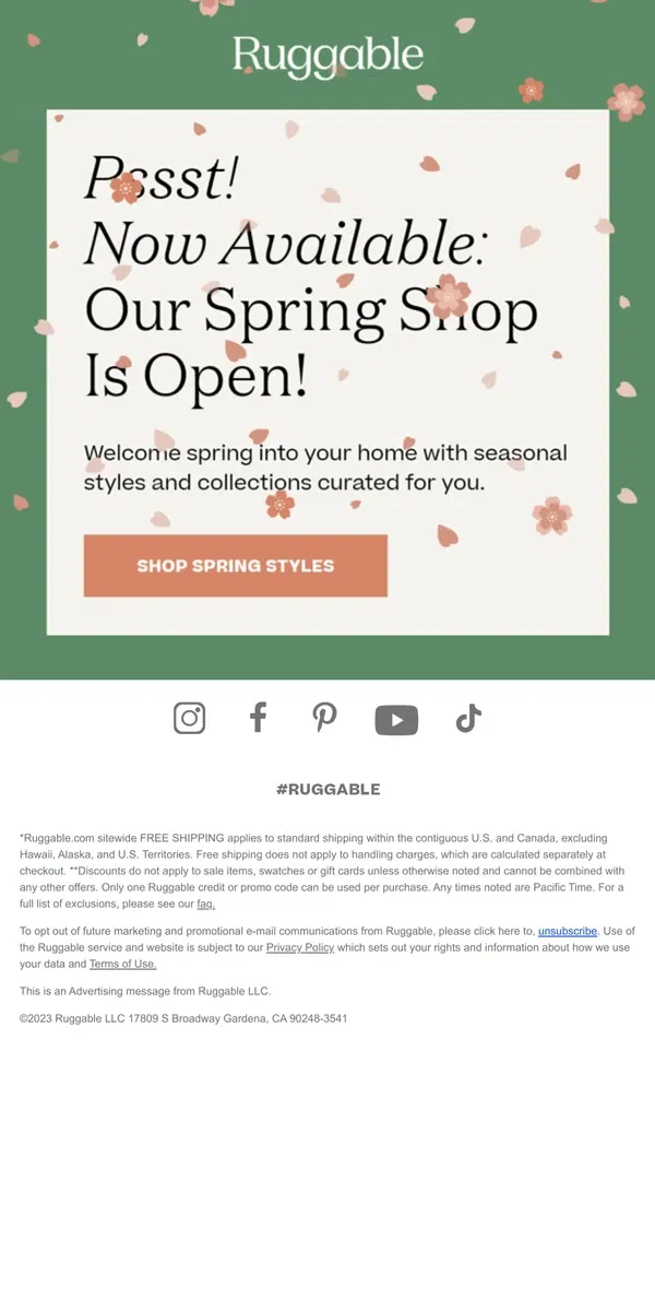 Email from Ruggable. Ready for a Spring Refresh? 🌻