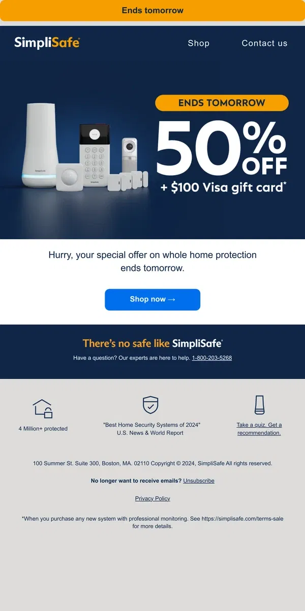 Email from SimpliSafe. Miss this deal? Not today