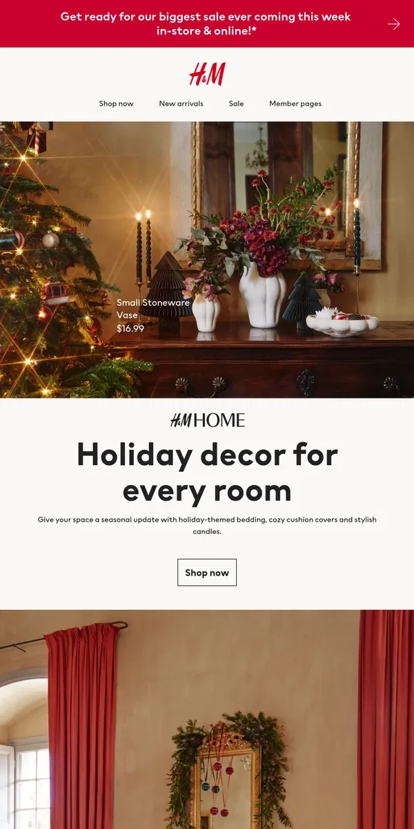 Email from H&M. Everything for a cozy holiday