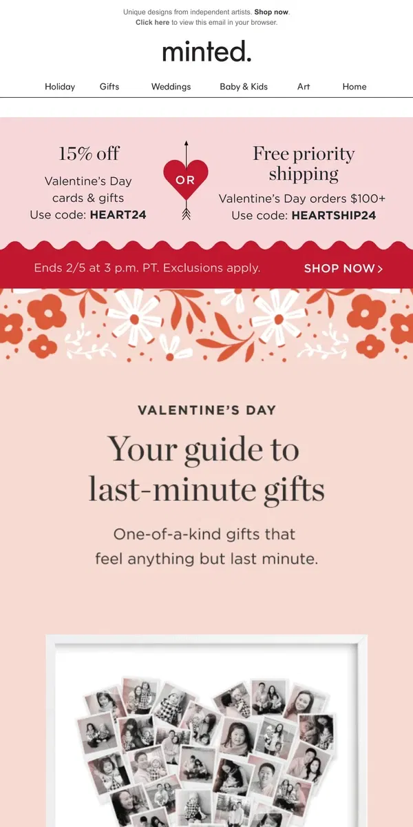 Email from Minted. Still V-Day gift shopping? We have some ideas