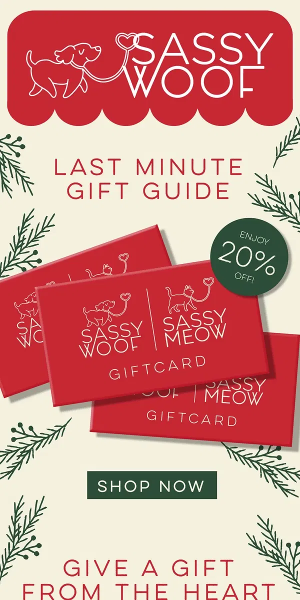 Email from Sassy Woof. Last minute shopping? No worries! 🤩